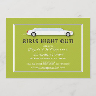 White Limo Bachelorette Party Invitation (limoen) Kaart