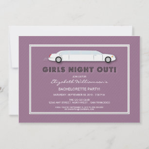 White Limo Bachelorette Party Invitation (paars) Kaart