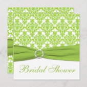 White, Limoen Damask Bridal Shower Invitation Kaart (Voorkant / Achterkant)
