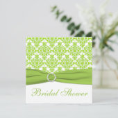 White, Limoen Damask Bridal Shower Invitation Kaart (Staand voorkant)