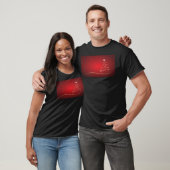 White Line Art Christmas Tree On Red Background800 T-shirt (Unisex)