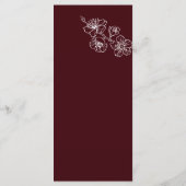 White Line Art Flowers Deep Burgundy Wedding Menu (Achterkant)