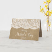 White line on Rustic Kraft Happy Moederdag Kaart (Gele Bloem)