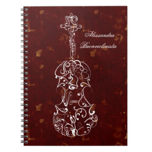 White line Violin op Red Spiral notebook Notitieboek