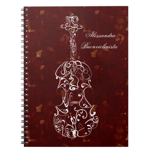 White line Violin op Red Spiral notebook Notitieboek (Voorkant)