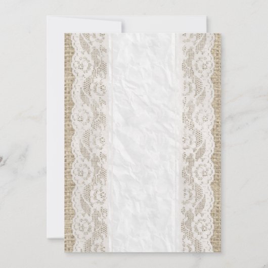 White Linen Burlap Lace Bridal Shower Invitations Kaart (Achterkant)