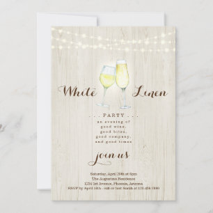 White Linen Night Party Invitation Kaart