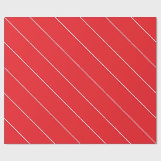 White Lines on Bright Red Classical Unique Simple Cadeaupapier (Vlak)