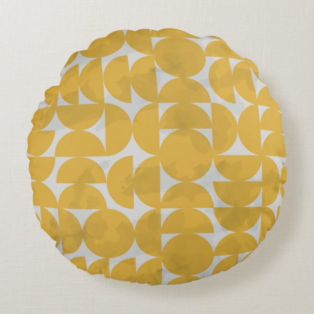 White Lines Pattern. Tekening van de inktpatroon v Rond Kussen (Voorkant)