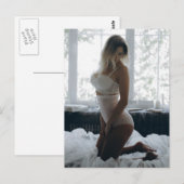 White Lingerie Stunning Blonde foto briefkaart (Voorkant / Achterkant)