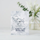 White Lion & Cub on Ice, Kerstwinter Magic - Briefkaart (Staand voorkant)
