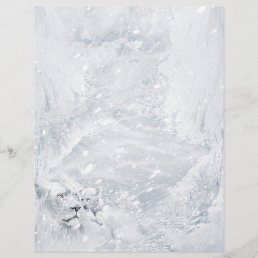 White Lion & Cub on Ice - Vakantiepapier Briefhoofd (Voorkant)