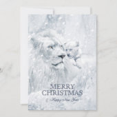 White Lion Father & Son on Snow - Kerstmis - Kaart (Voorkant)