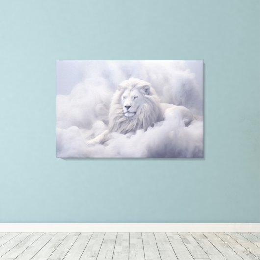 White Lion of Judah Canvas Afdruk (Insitu (Houten vloer))