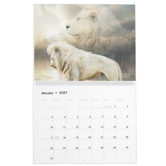 White Lions Art Calendar 2015 Kalender (Jan 2027)