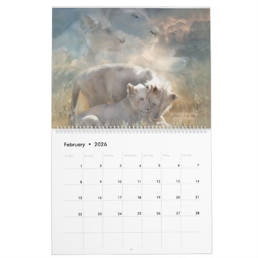 White Lions Art Calendar Kalender (Feb 2026)