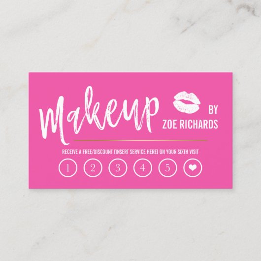 White Lips Hot Pink Make-up Artist Loyalty Kaart (Voorkant)
