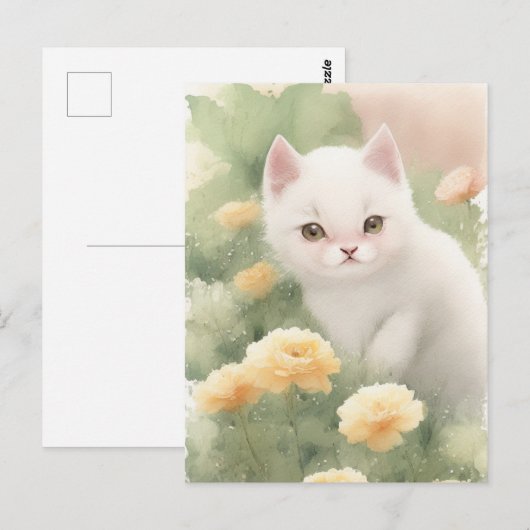 White Little Kitten Briefkaart (Voorkant / Achterkant)