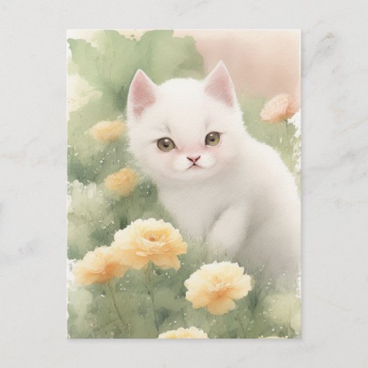 White Little Kitten Briefkaart (Voorkant)