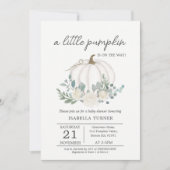 White Little Pumpkin Baby shower Invitation Kaart (Voorkant)