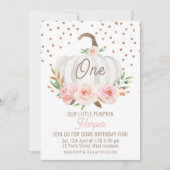 White Little Pumpkin Floral 1st Birthday Kaart (Voorkant)