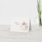 White Little Pumpkin Pink Bow Baby shower Bedankkaart (Voorkant)
