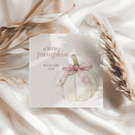 White Little Pumpkin Pink Bow Girl Baby shower Servet