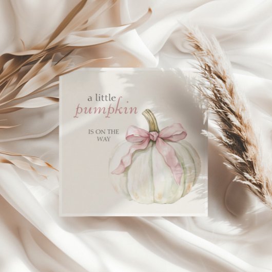 White Little Pumpkin Pink Bow Girl Baby shower Servet