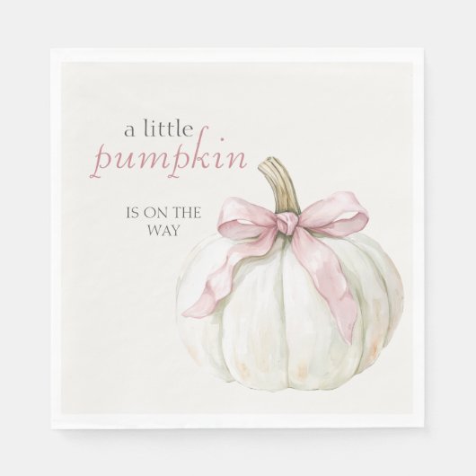 White Little Pumpkin Pink Bow Girl Baby shower Servet (Voorkant)