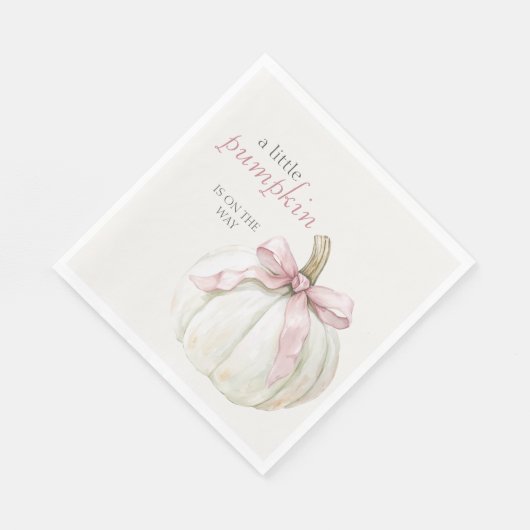 White Little Pumpkin Pink Bow Girl Baby shower Servet (Hoek)