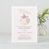 White Little Pumpkin Pink Polka Dots Baby shower Kaart (Staand voorkant)