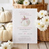 White Little Pumpkin Pink Polka Dots Baby shower Kaart