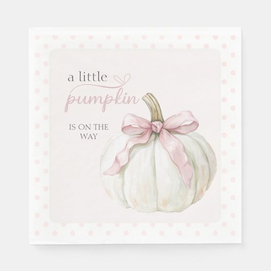 White Little Pumpkin Pink Polka Dots Baby shower Servet (Voorkant)