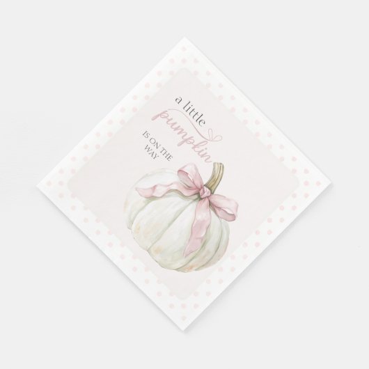 White Little Pumpkin Pink Polka Dots Baby shower Servet (Hoek)