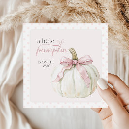 White Little Pumpkin Pink Polka Dots Baby shower Servet