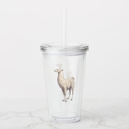White Llama Acryl Drinkbeker (Voorkant)