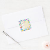 White Llama and Rainbow Fiesta Cinco de Mayo Vierkante Sticker (Envelop)