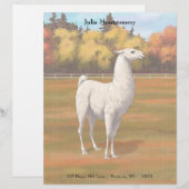 White Llama in Autumn Boerderij Pasture Briefhoofd (Voorkant / Achterkant)