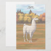 White Llama in Autumn Boerderij Pasture Briefpapier (Voorkant / Achterkant)
