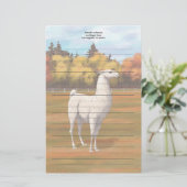 White Llama in Autumn Boerderij Pasture Briefpapier (Staand voorkant)