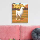 White Llama in Autumn Boerderij Pasture Canvas Afdruk (Insitu (Woonkamer))