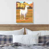 White Llama in Autumn Boerderij Pasture Canvas Afdruk (Insitu (Slaapkamer))
