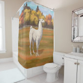 White Llama in Autumn Boerderij Pasture Douchegordijn (In situ)