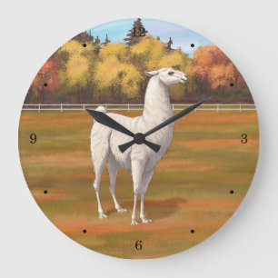 White Llama in Autumn Boerderij Pasture Grote Klok
