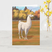 White Llama in Autumn Boerderij Pasture Kaart (Gele Bloem)
