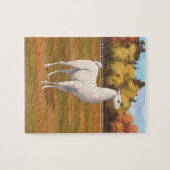 White Llama in Autumn Boerderij Pasture Legpuzzel (Horizontaal)