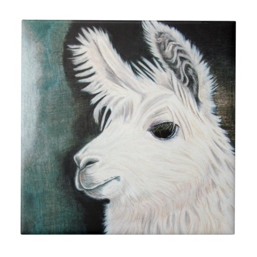 White Llama Tegeltje (Voorkant)