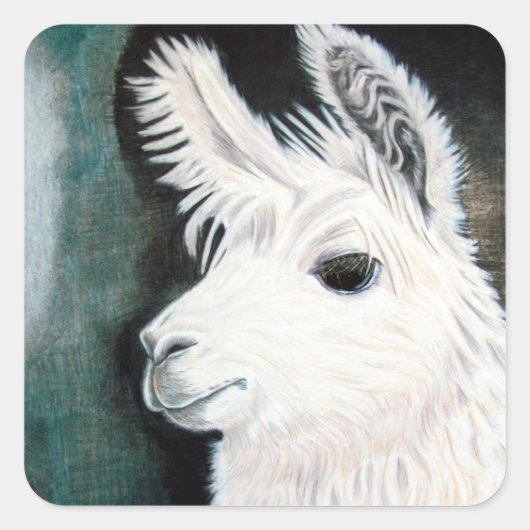 White Llama Vierkante Sticker (Voorkant)