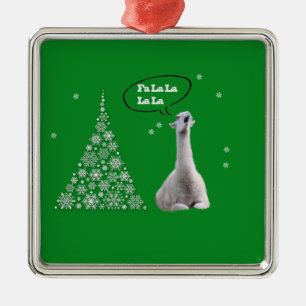 White Llama Zingt kerstcarol:Fa LaLaLama Metalen Ornament