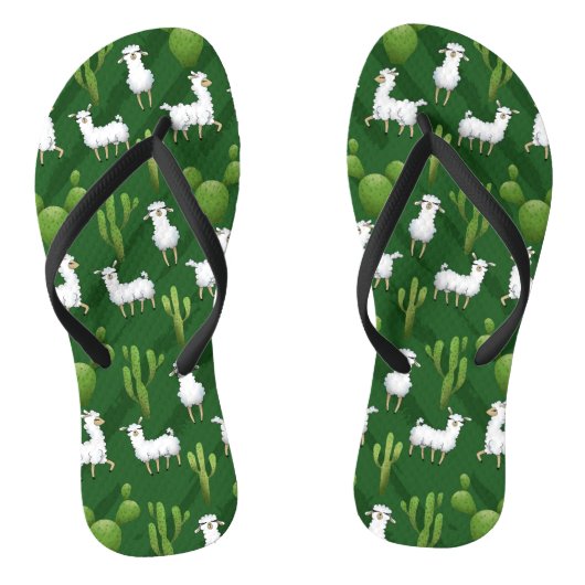 White Llamas in a Field of Cactus Teenslippers (Voetbed)